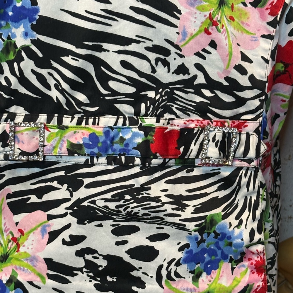 Floral Zebra Print Women's Blazer Pant Set - Picture 6 of 10